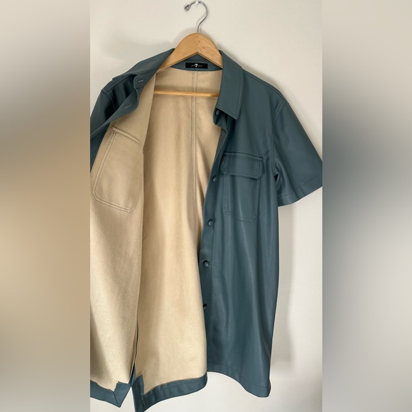 7 For All Mankind Faux Leather Button-Down Shirt Dress Tuckernuck - Picture 4 of 8